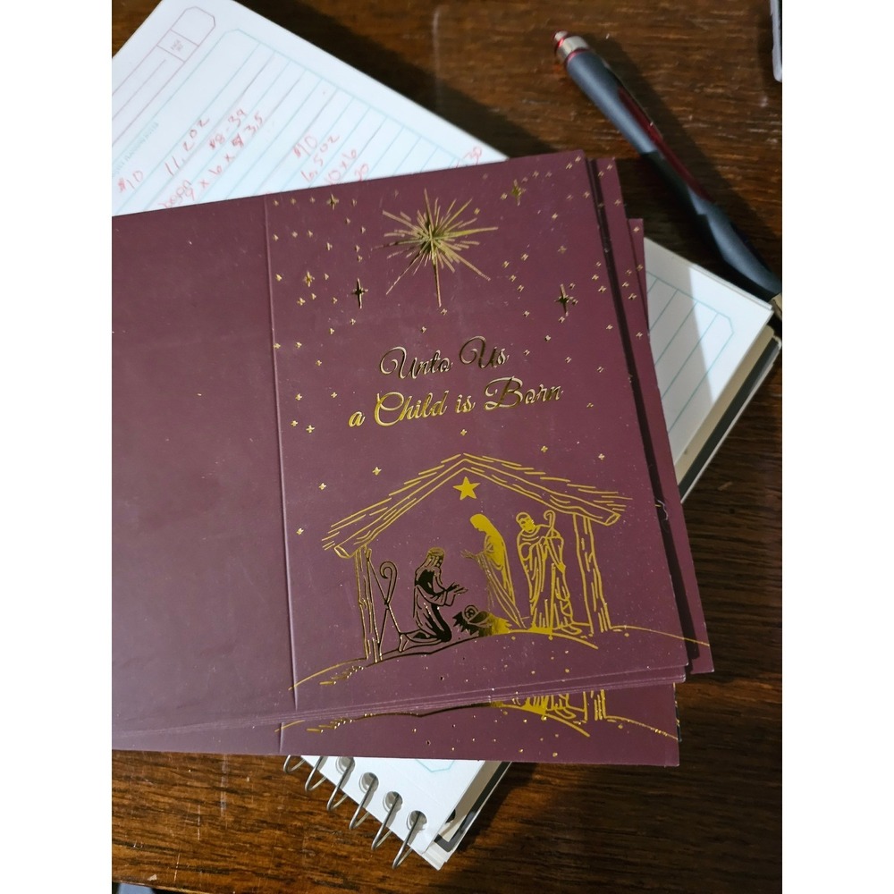 Holiday Christmas Greeting Cards Lot Envelopes & Stickers‎ Nativity